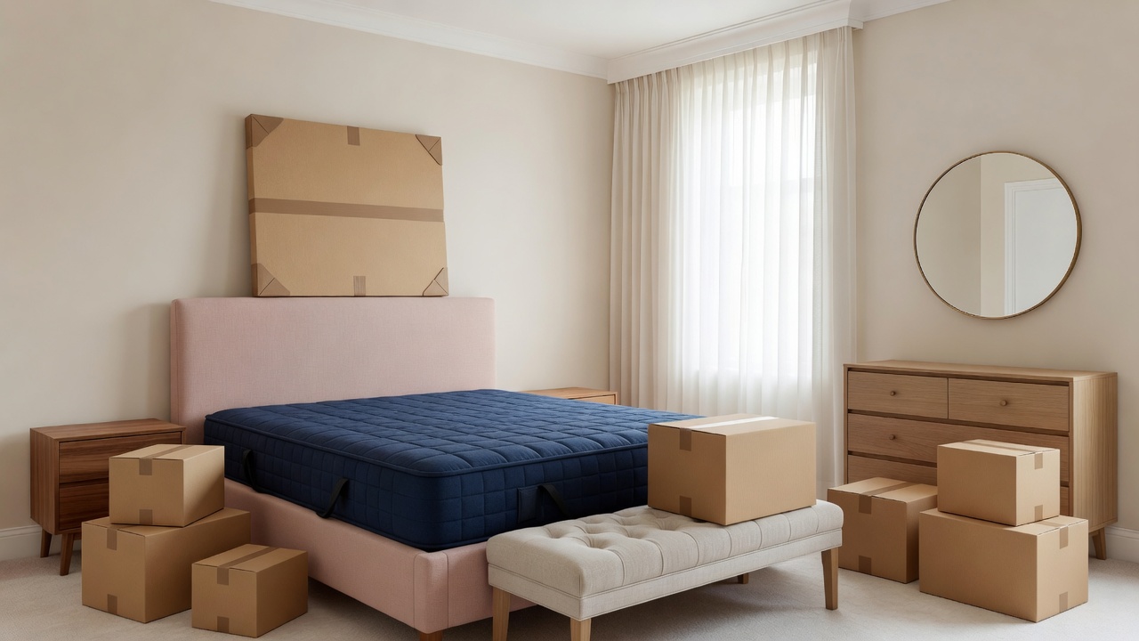 Bedroom packed and ready to move