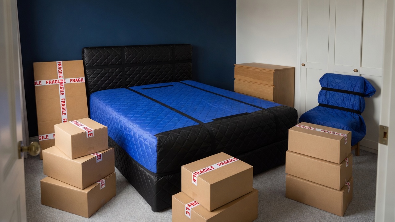 Master Bedroom packed and ready to move
