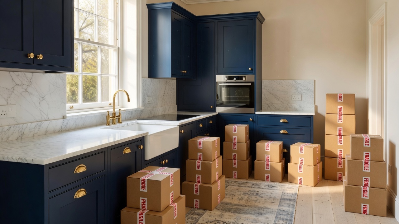 Navy Kitchen packed and ready to move