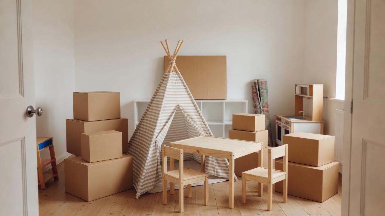 Playroom packed and ready to move